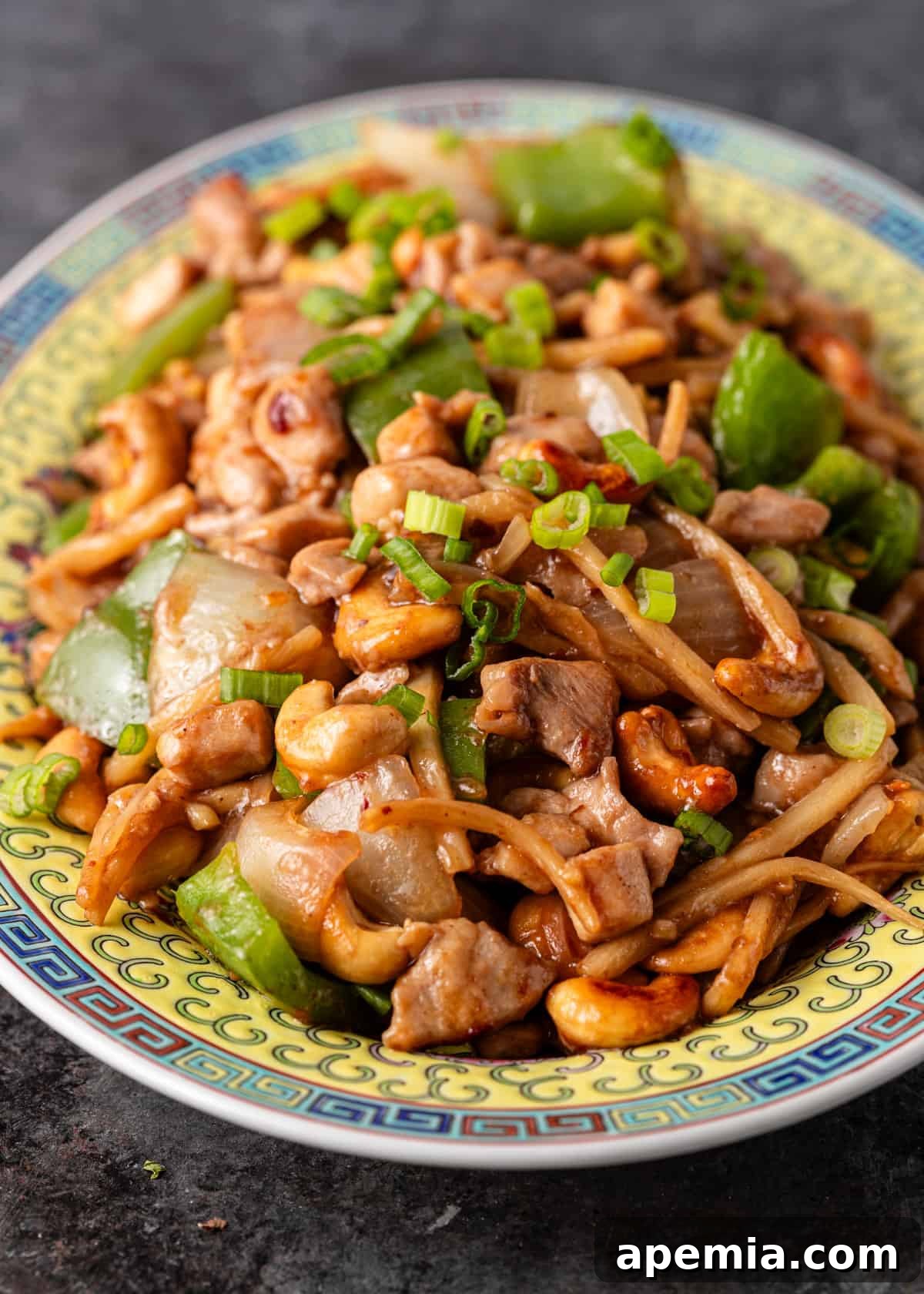 Delicious Cashew Chicken Stir-Fry 3 Overhead shot of a large serving platter filled with homemade Cashew Chicken