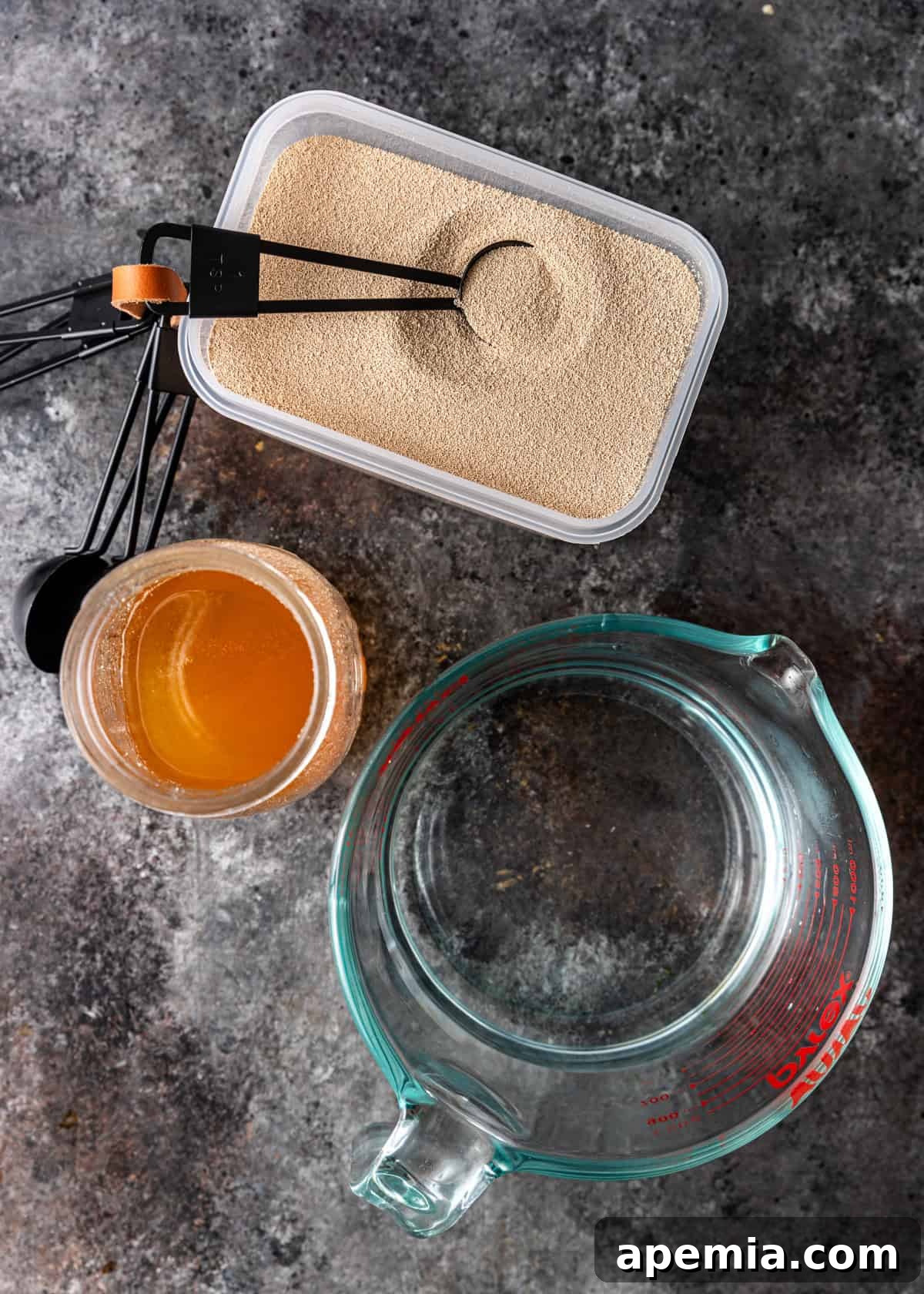 overhead: ingredients needed for my focaccia bread recipe