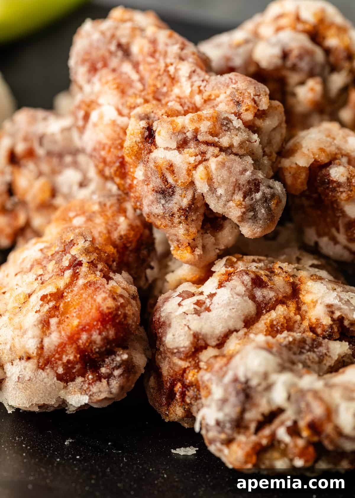 extreme closeup: karaage with crispy coating showing