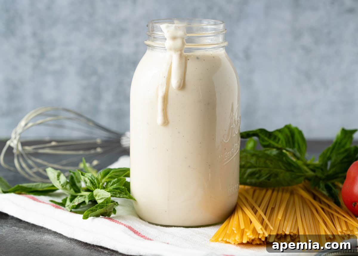 alfredo sauce in jar on table