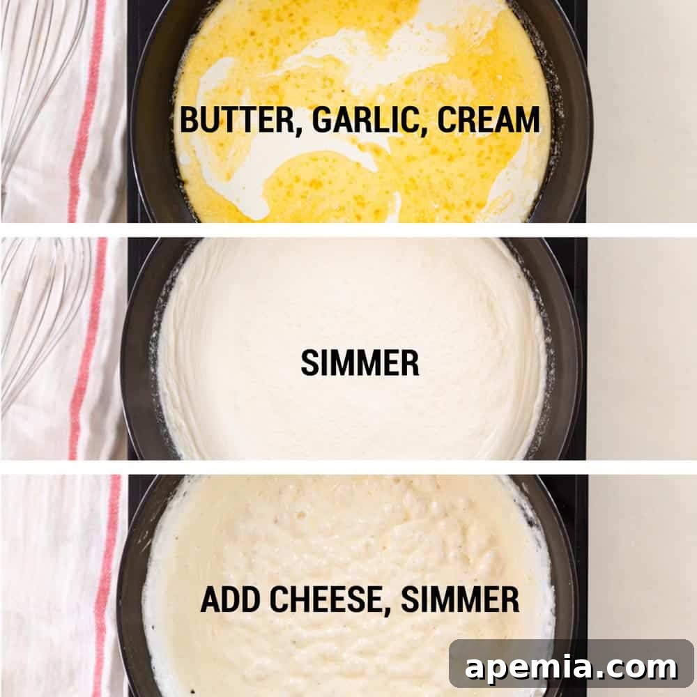 alfredo sauce step photos