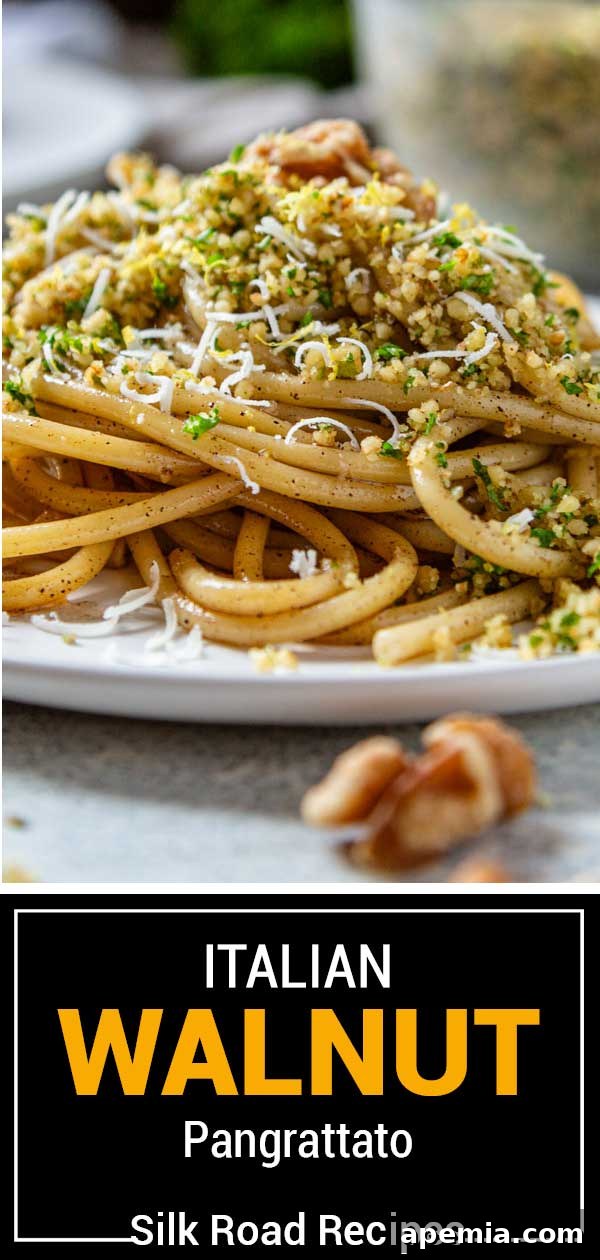 titled image (and shown): Italian Walnut Pangrattato - a flavorful, crispy breadcrumb topping