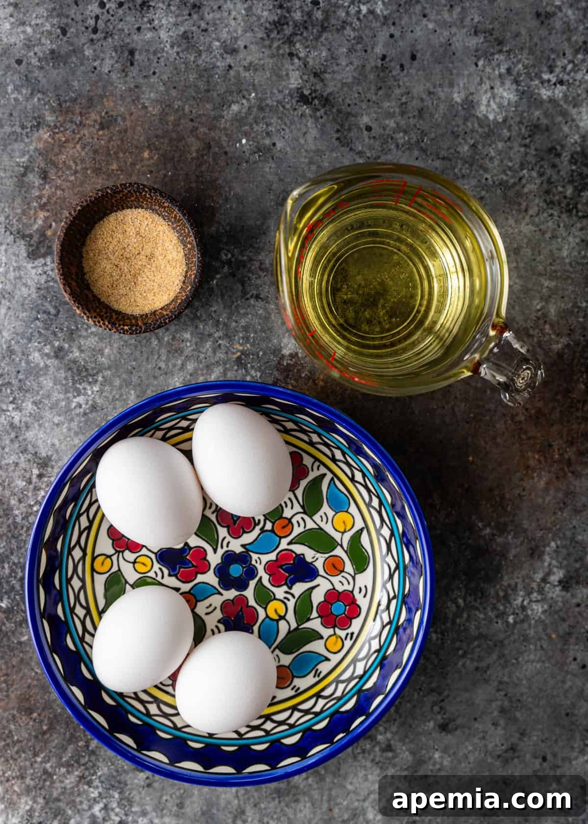 overhead: ingredients needed for my Vietnamese mayo recipe