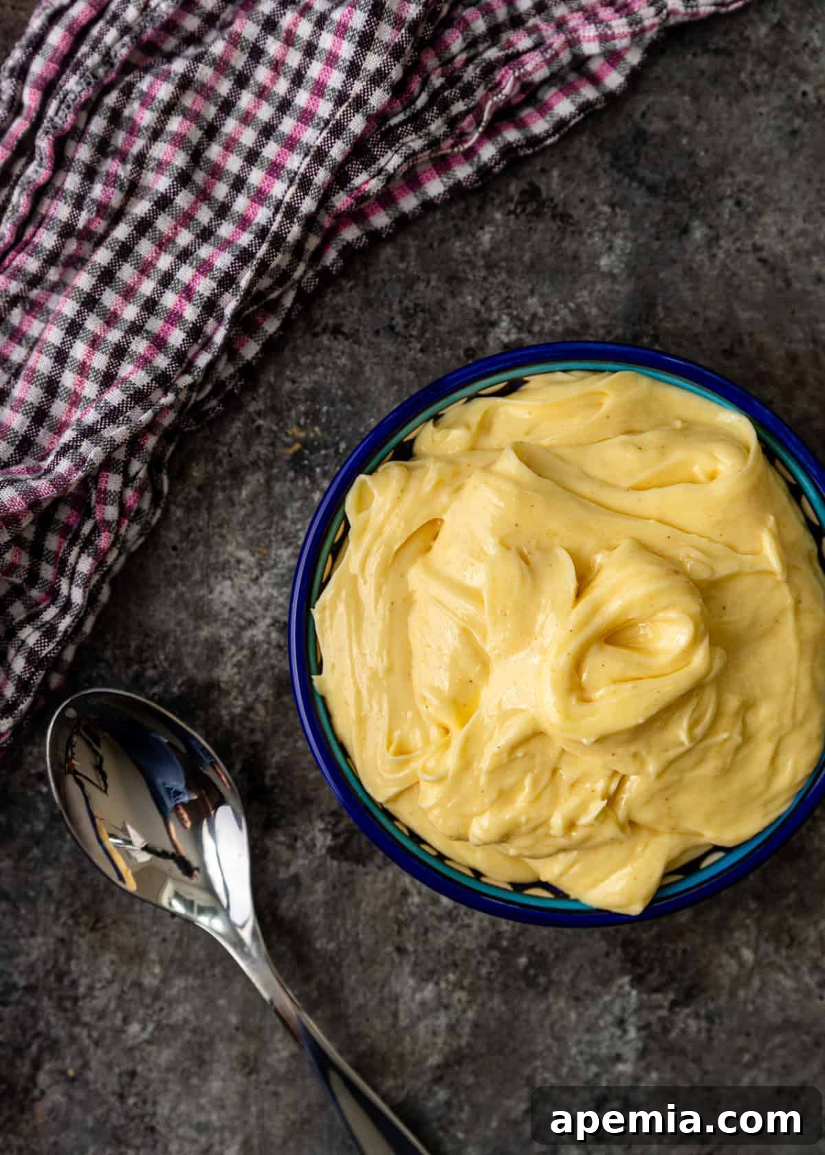 overhead: a bowl of Vietnamese mayo with a silver spoon to the side