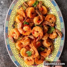 salt and pepper shrimp on a platter