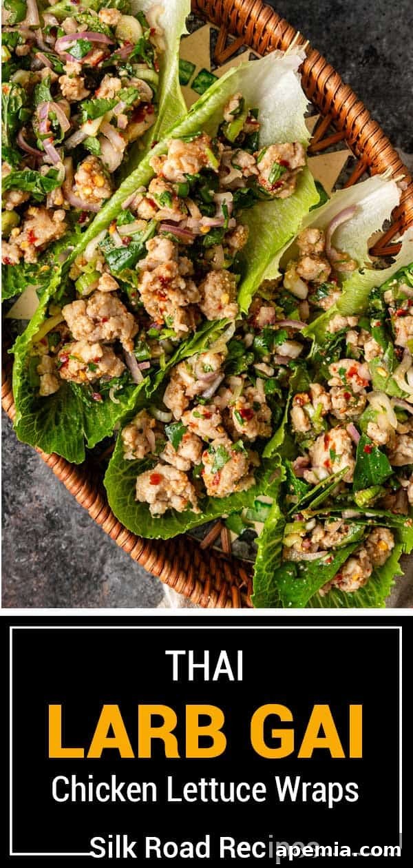 Zesty Thai Larb Gai Chicken Lettuce Wraps 16 titled image (and shown): thai larb gai chicken lettuce wraps