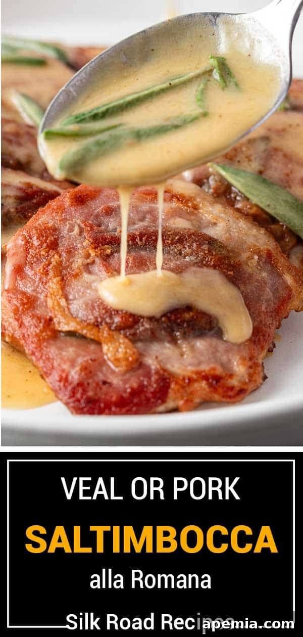 Large titled image: Veal or Pork Saltimbocca Alla Romana, a perfect Italian main course.
