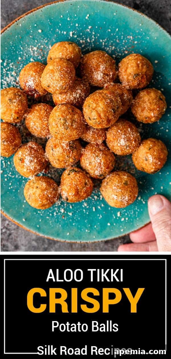 Titled image showing Aloo Tikki crispy potato patties