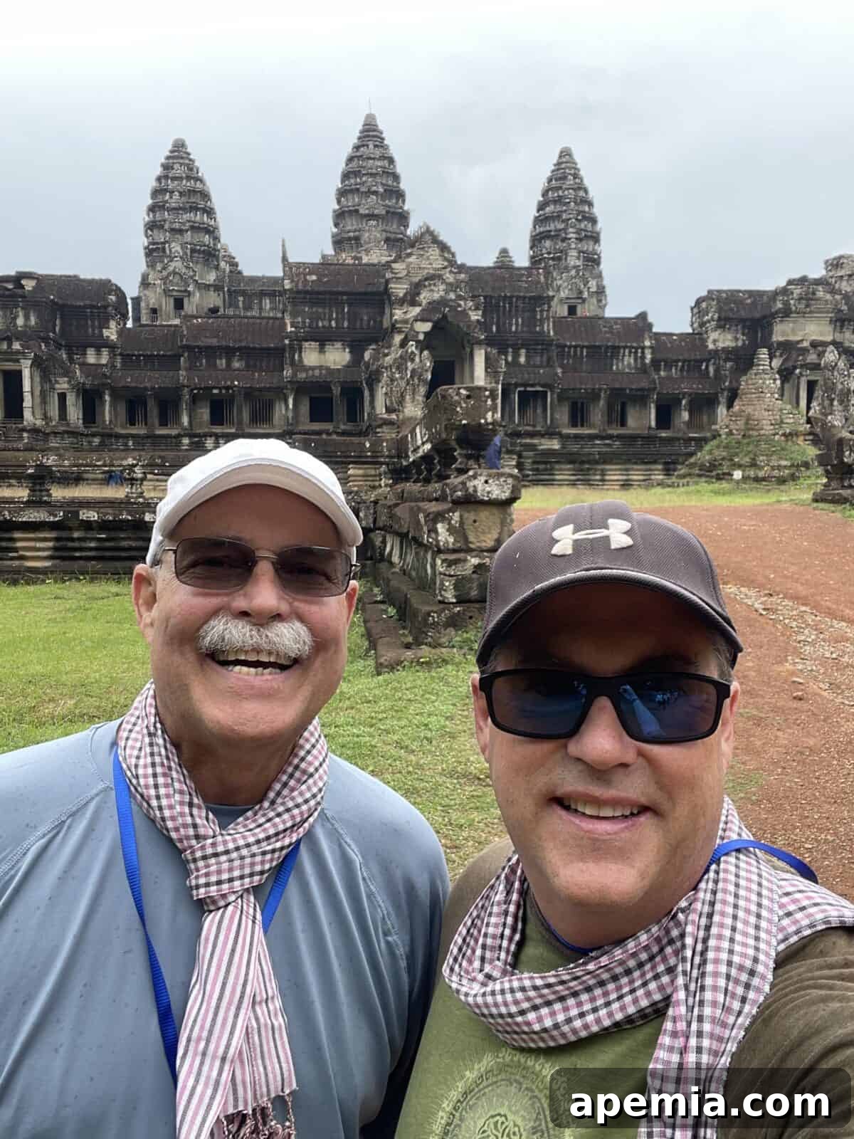 Kevin and Dave in front of the majestic Angkor Wat temple, Cambodia