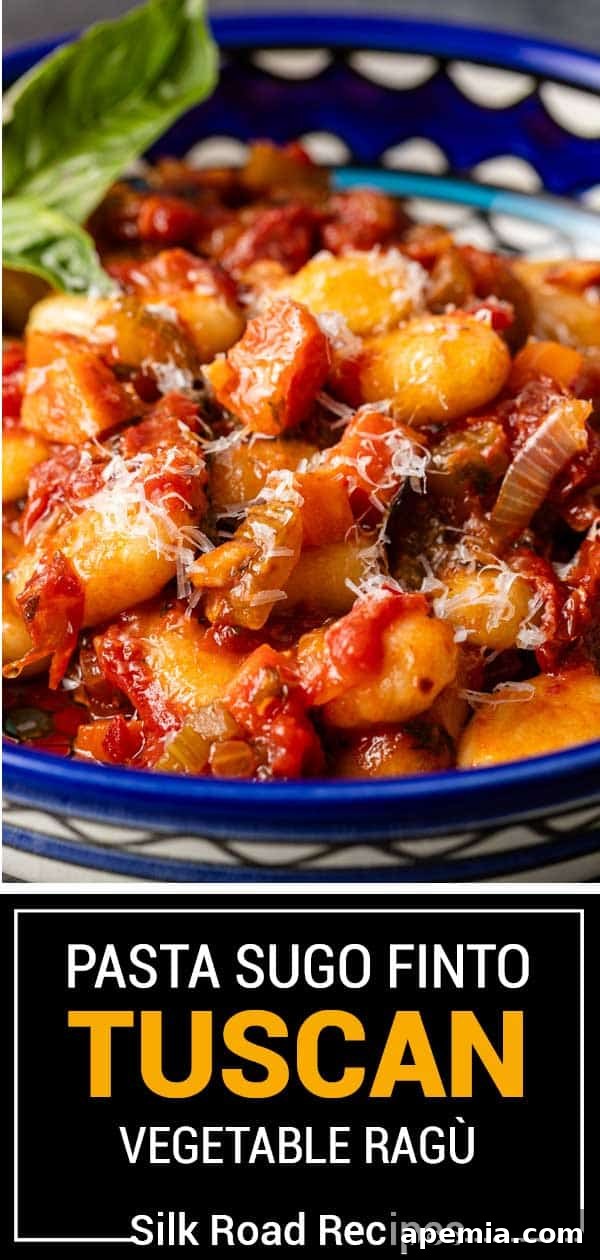 titled image (and shown) Pasta Sugo Finto Tuscan Vegetable Ragu