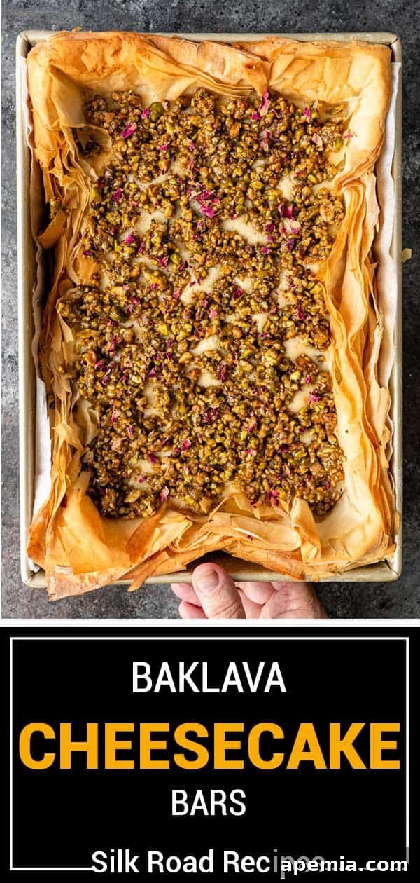 titled image (and shown) Baklava Cheesecake Bars
