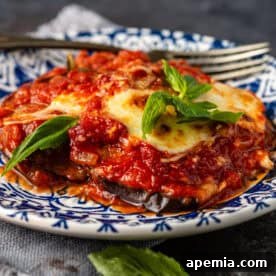 Eggplant Parmigiana ready to serve