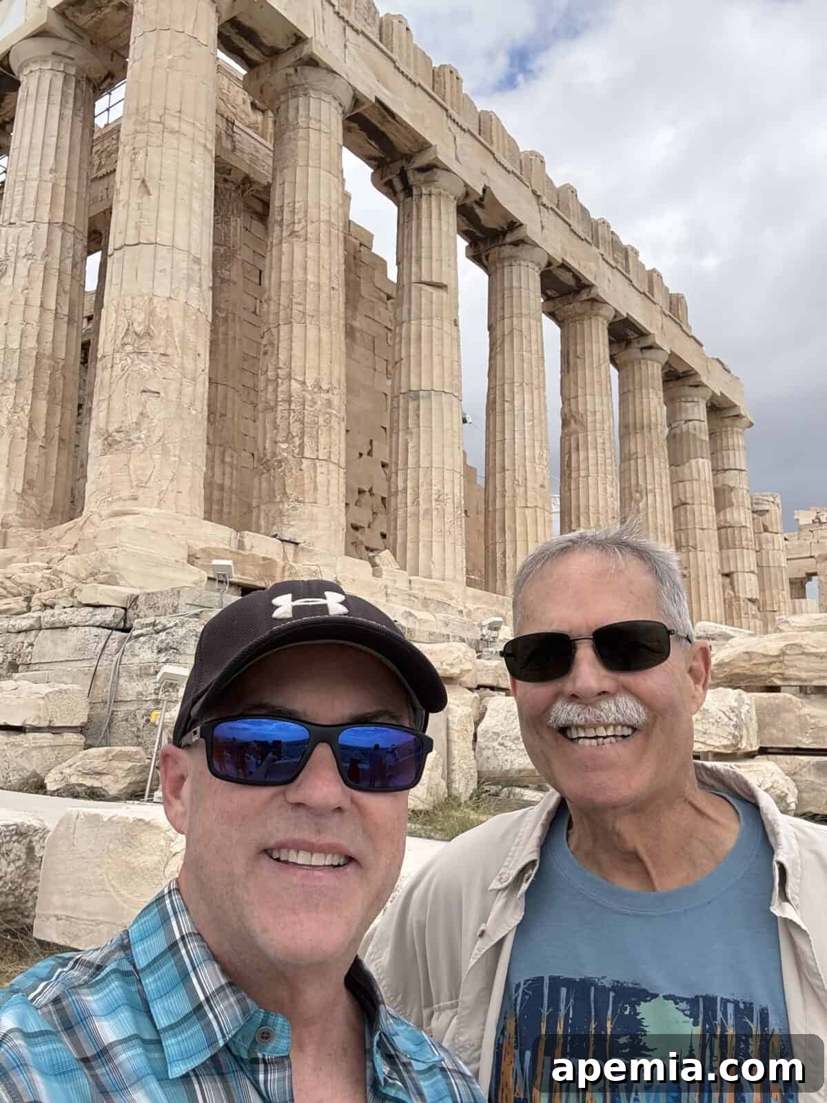 dave and I at the acropolis in front of the Parthenon