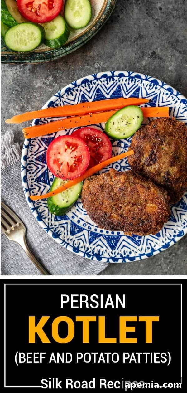 titled image (and shown) persian kotlet (beef and potato patties)
