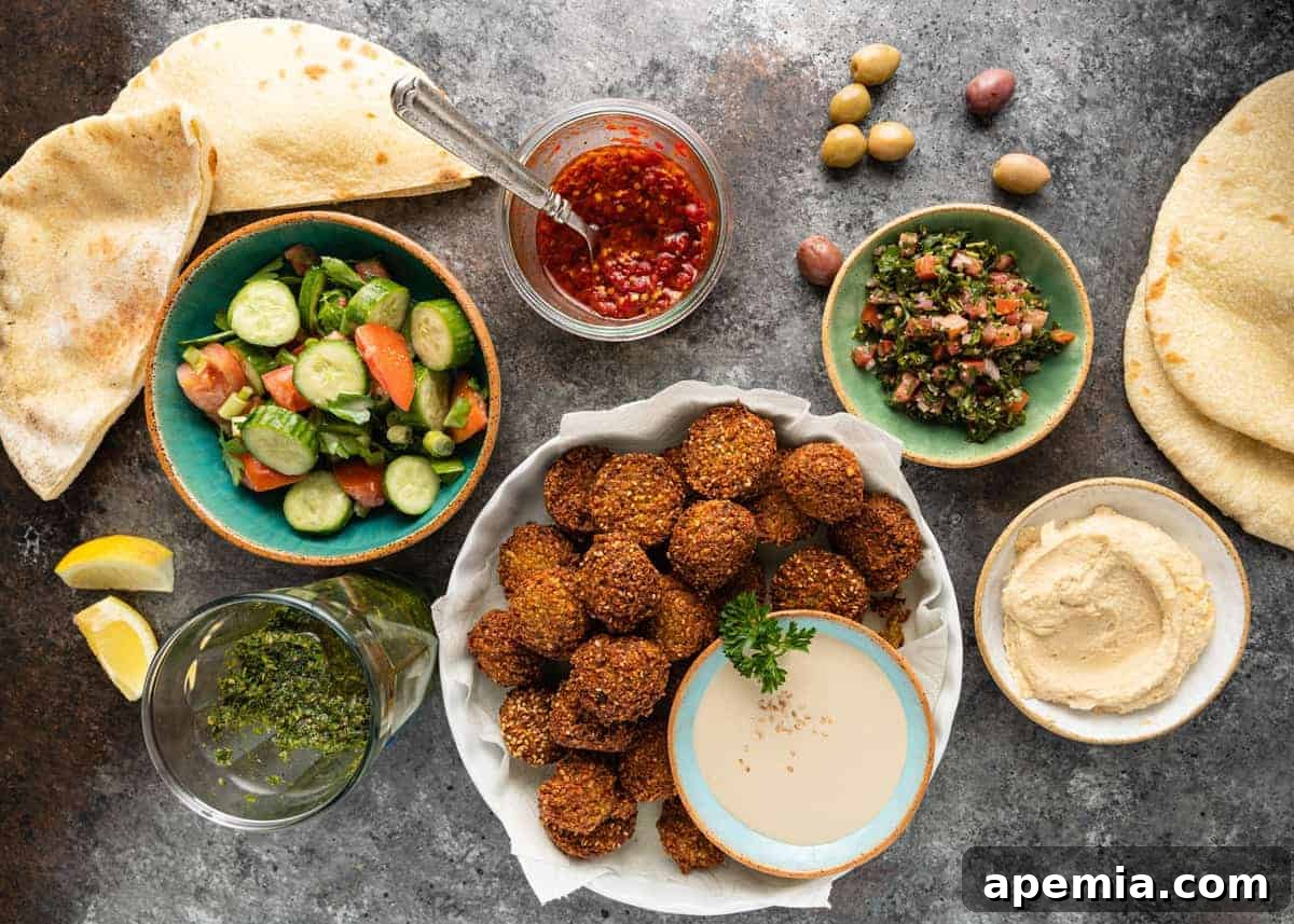 pan fried falafel in a bowl with salad and sauce
