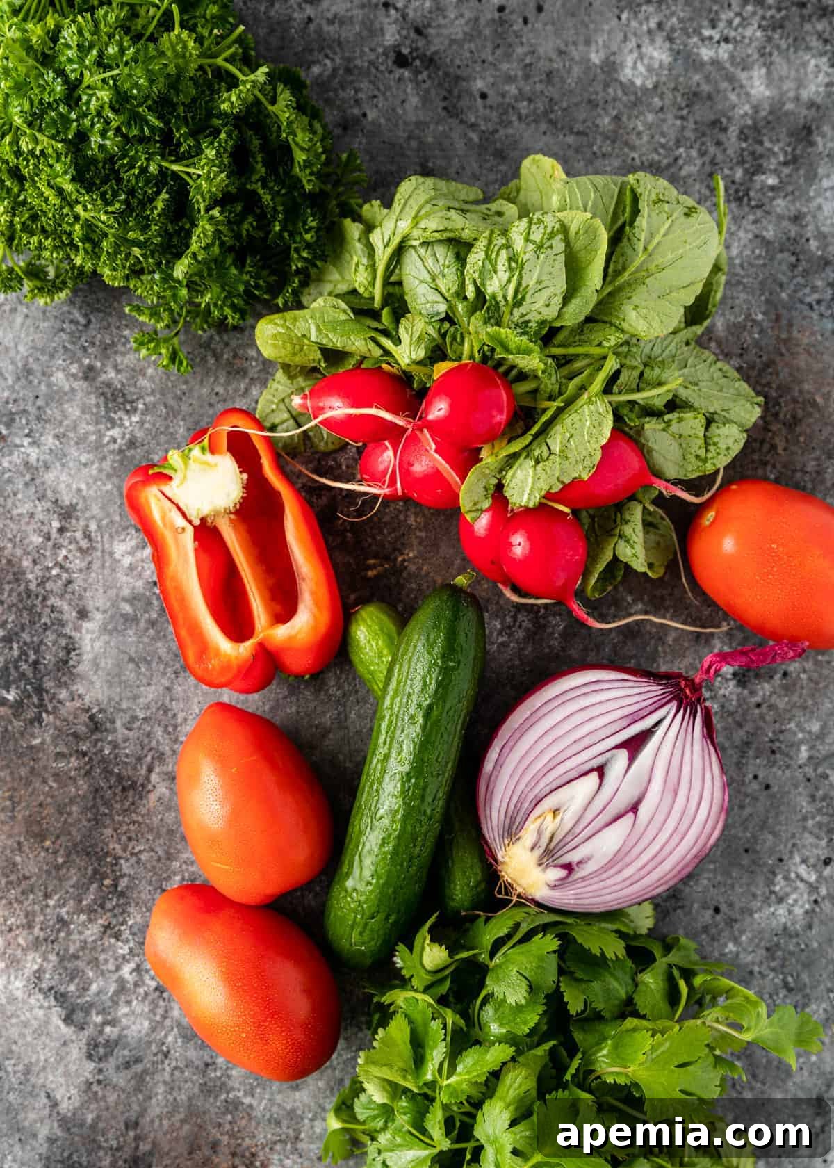 fresh vegetables ready to be prepped for a healthy vegetable salad