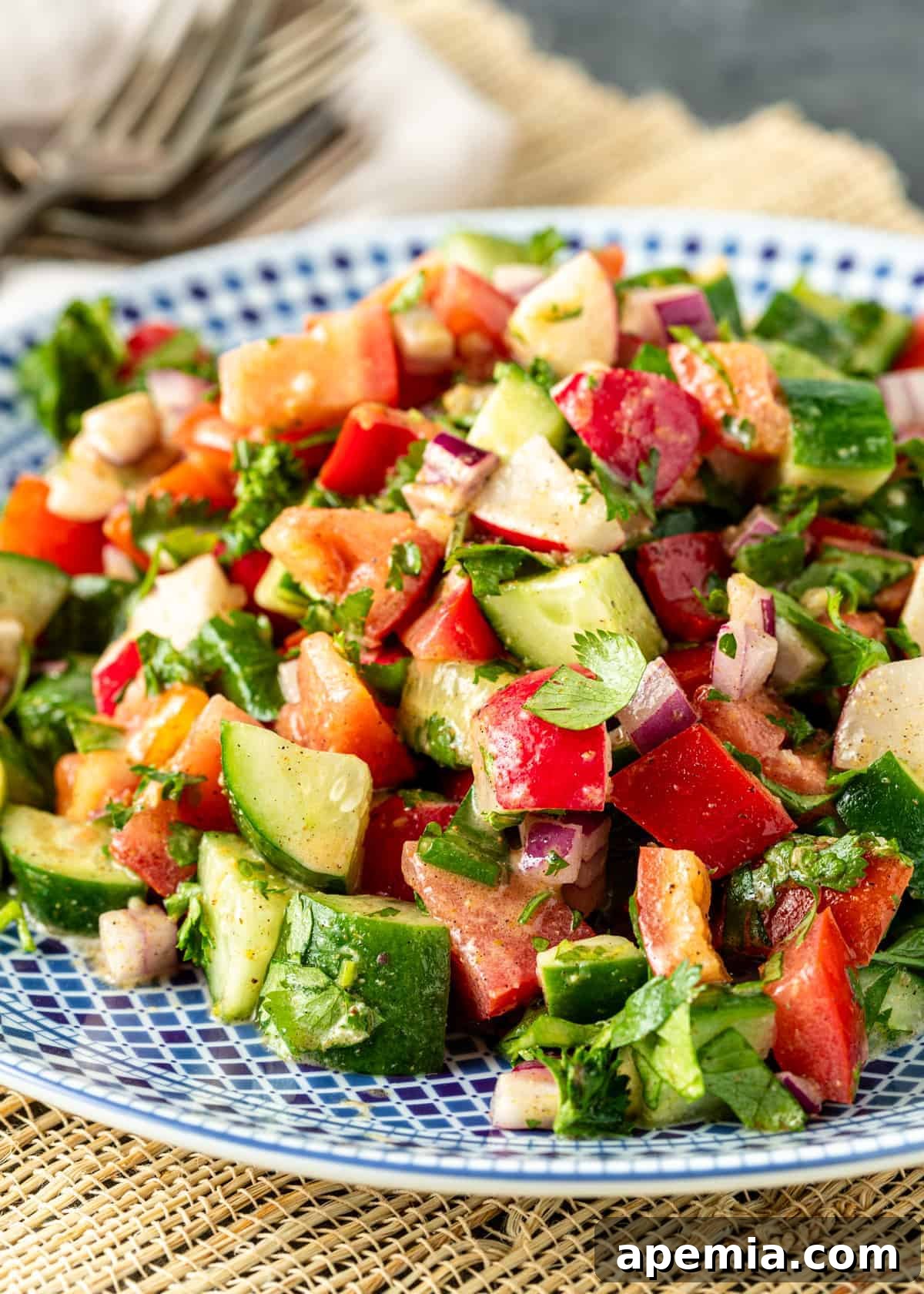 close up image of chopped vegetable salad