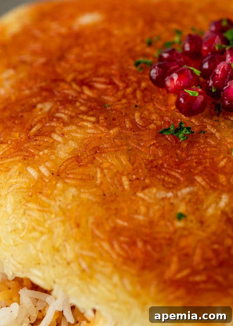 close up image of Persian crispy rice side dish
