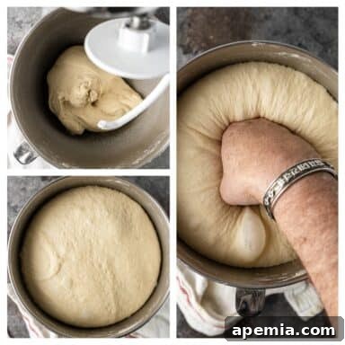 photo collage shows steps in making a Turkish bread recipe
