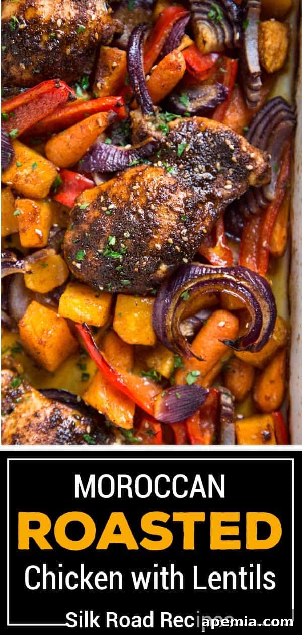 Titled image: Moroccan roasted chicken with lentils