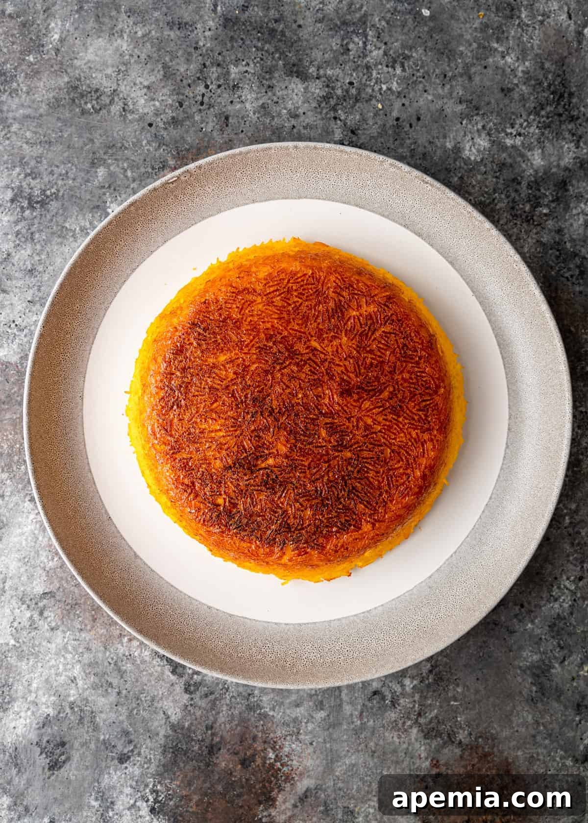 overhead: crispy Persian rice after baking