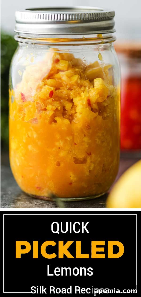 Titled image for Pinterest (and shown): Quick Pickled Lemons - Silk Road Recipes