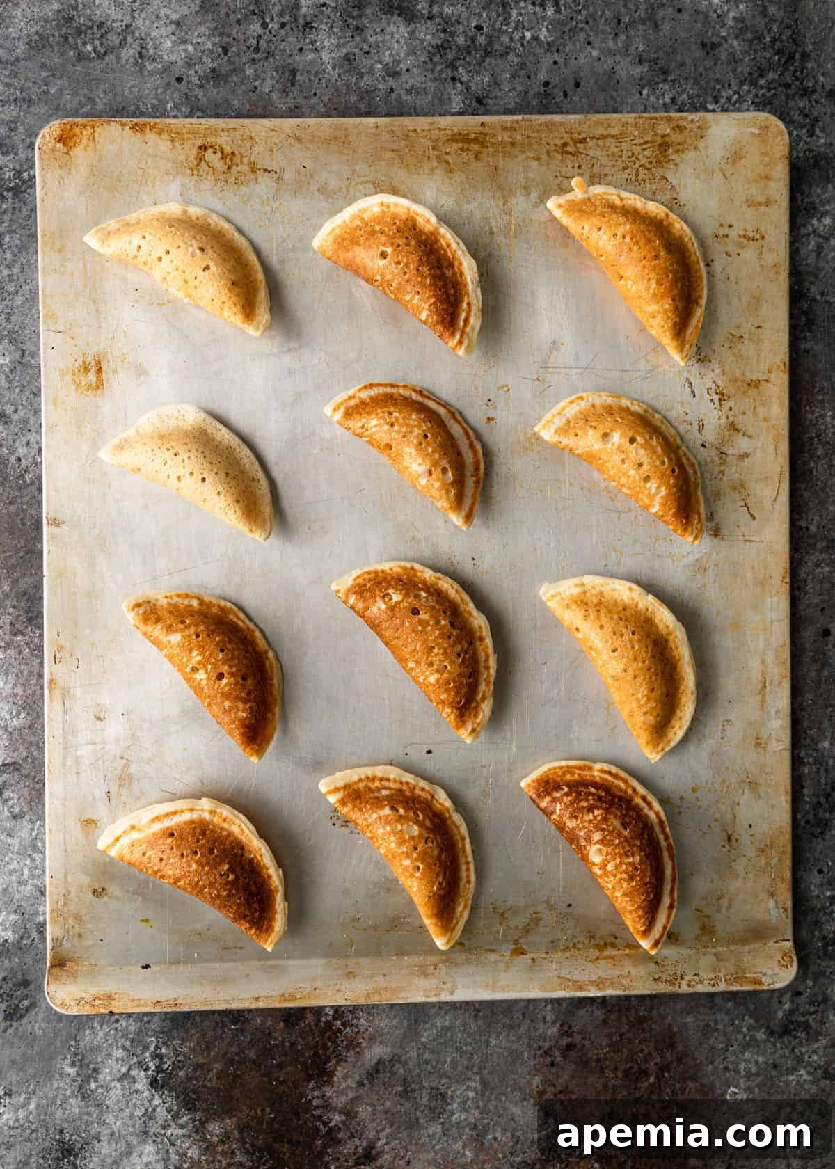 sheet pan of Arabic Qatayef for Ramadan dessert