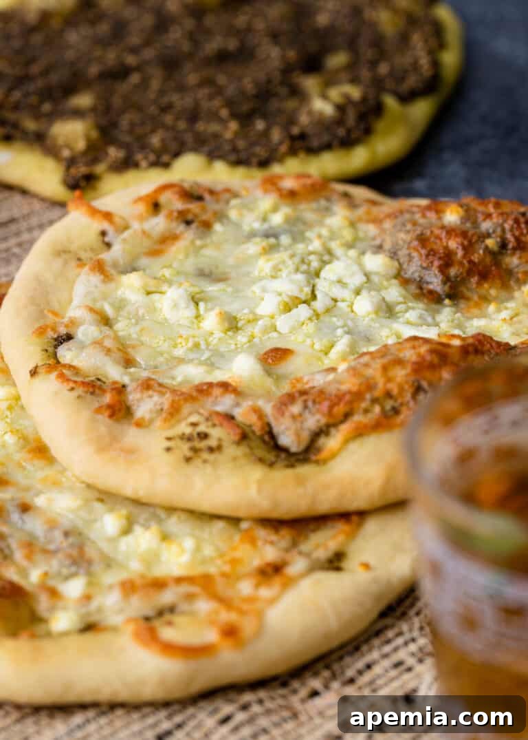 manakeesh with feta cheese and zaatar bread
