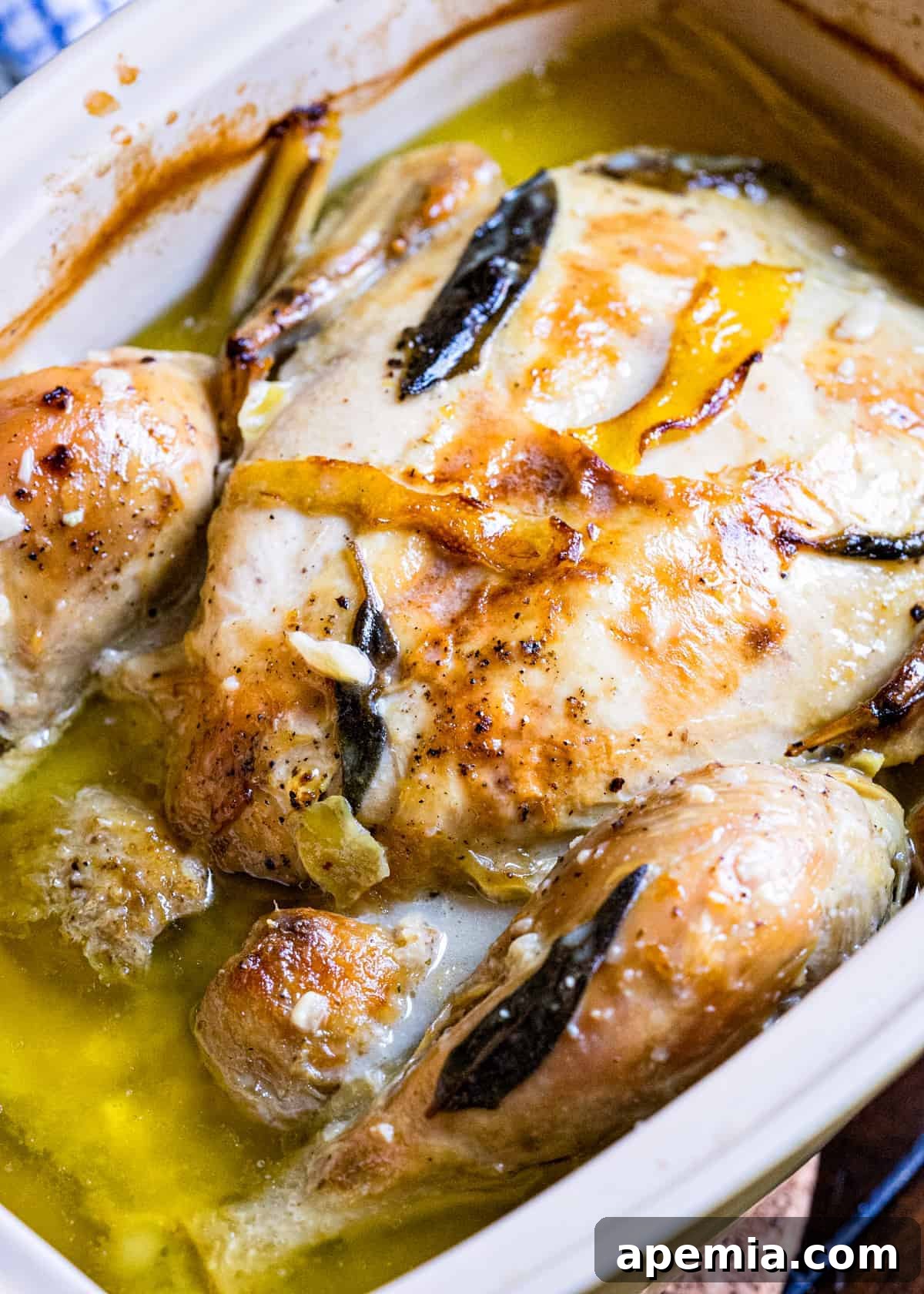 thai lemongrass chicken roasted in large pan