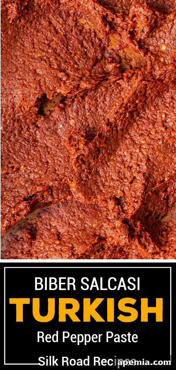titled image shows close up of smooth red turkish pepper paste