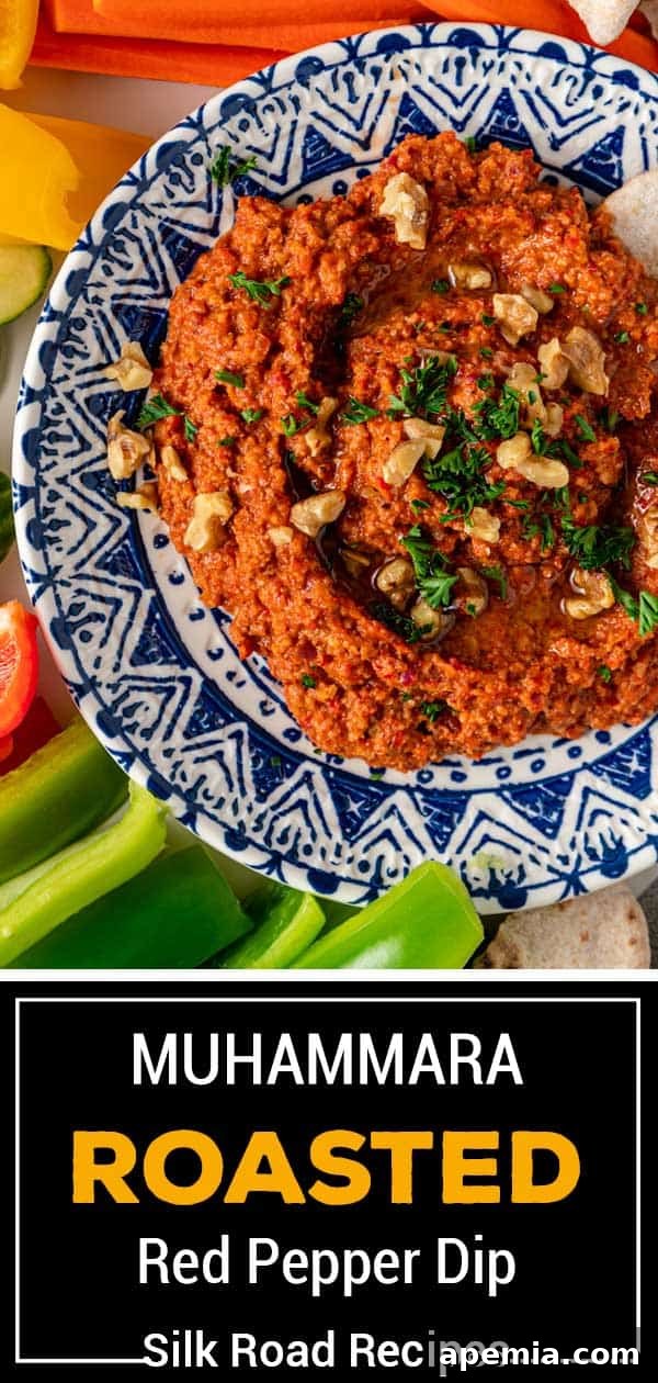 Muhammara: Mediterranean Red Pepper Walnut Dip 8 titled image (and shown): muhammara roasted red pepper dip