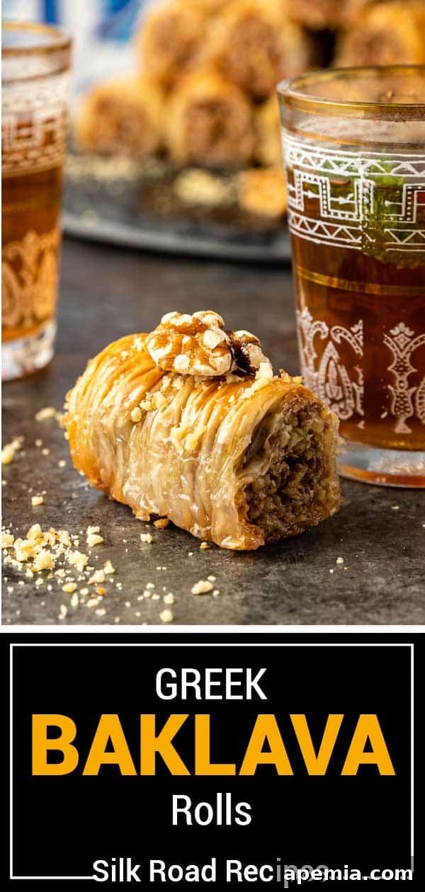 titled image (and shown): Greek baklava rolls, a delectable dessert