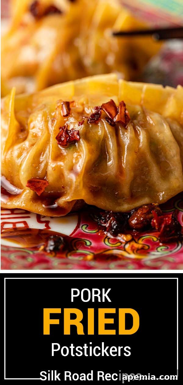 titled image (and shown): pork fried potstickers, garnished and ready to serve
