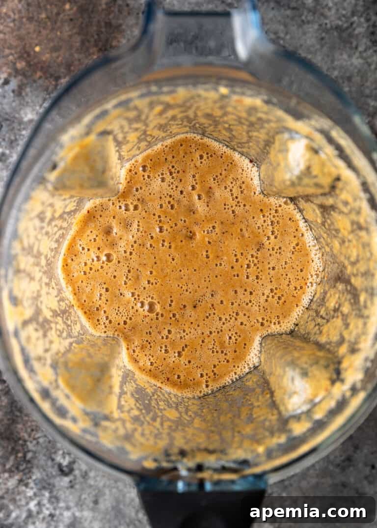 overhead: brown liquid in blender