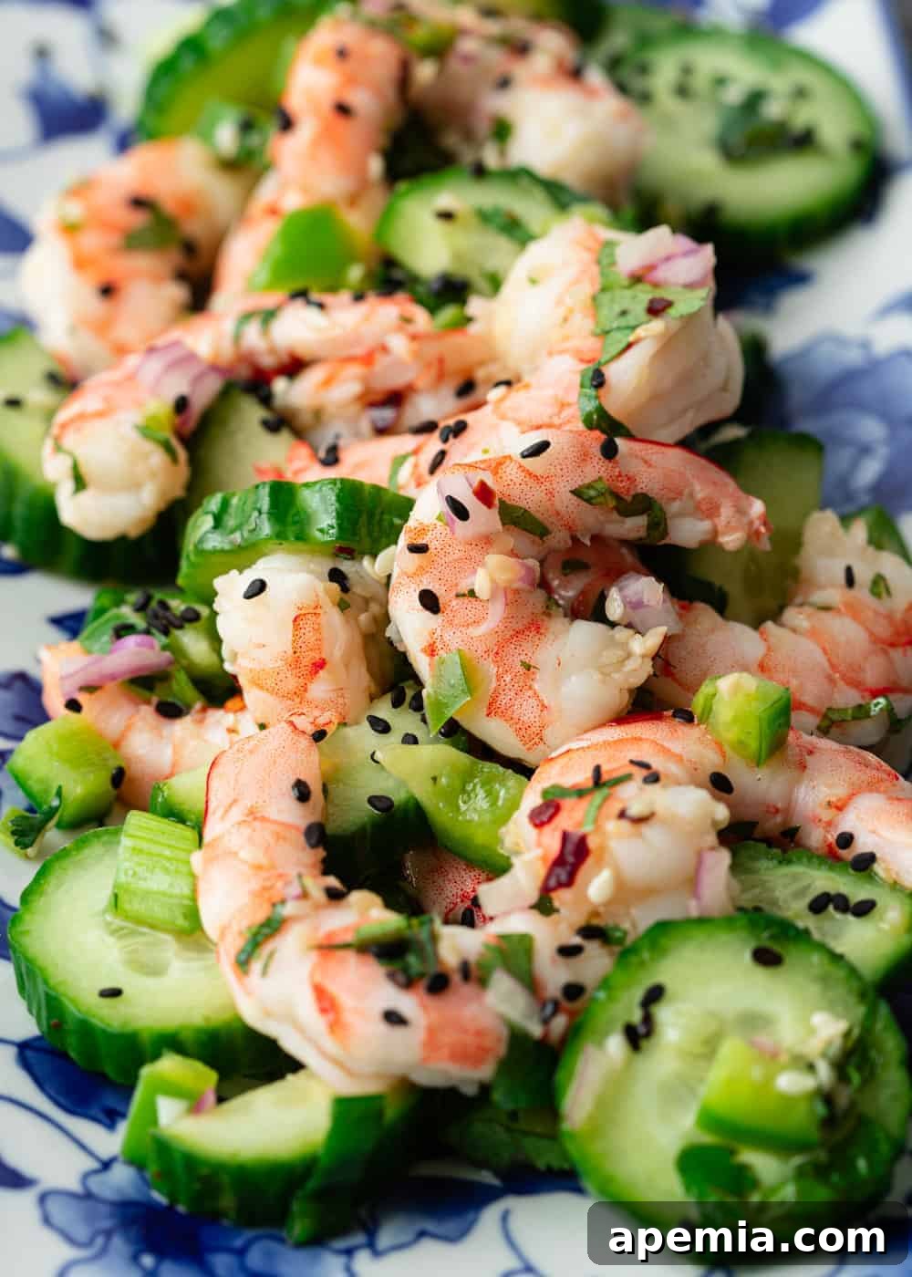 close up of japanese cucumber sunomono salad