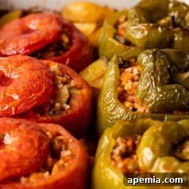 Close-up image of Greek dish, yemista