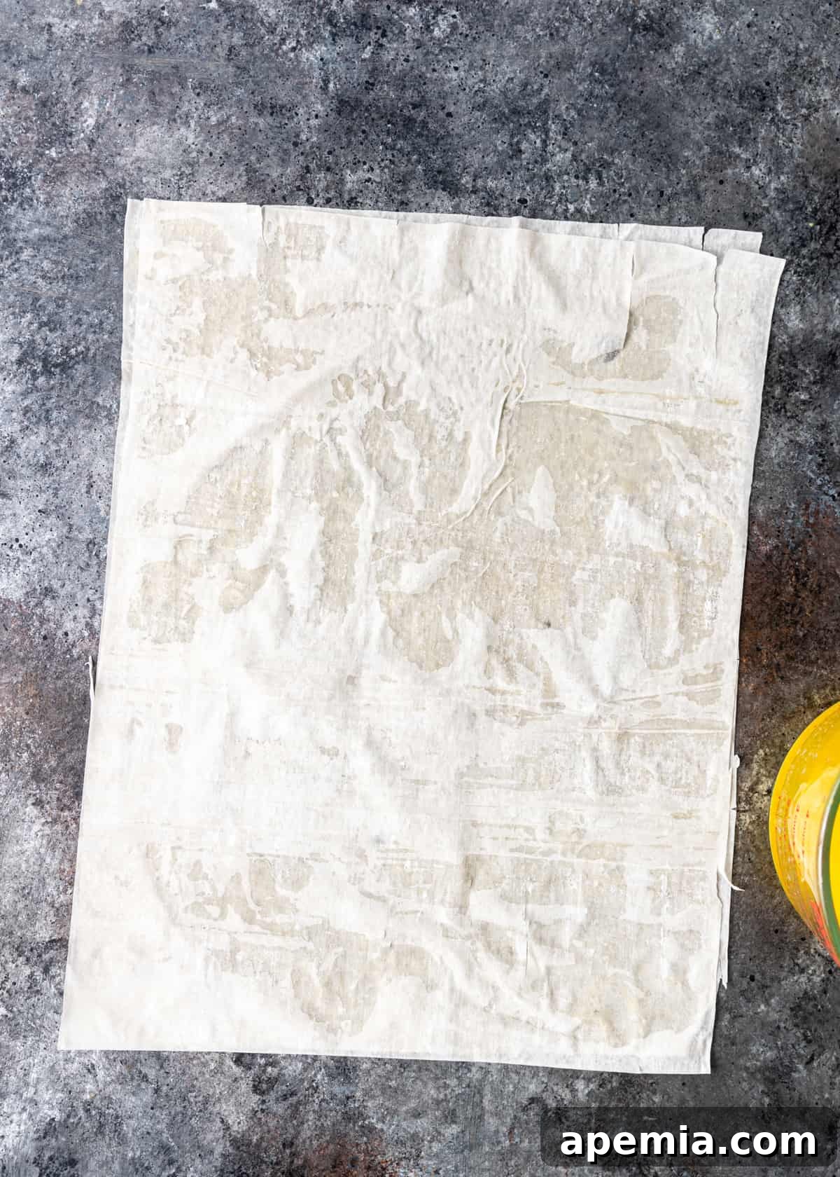 2 buttered filo sheets