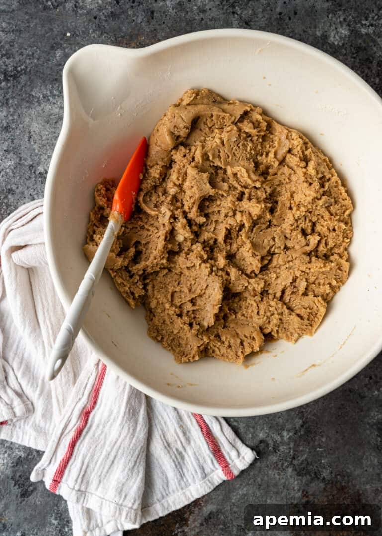 Overhead shot of a bowl of Melomakarona cookie dough