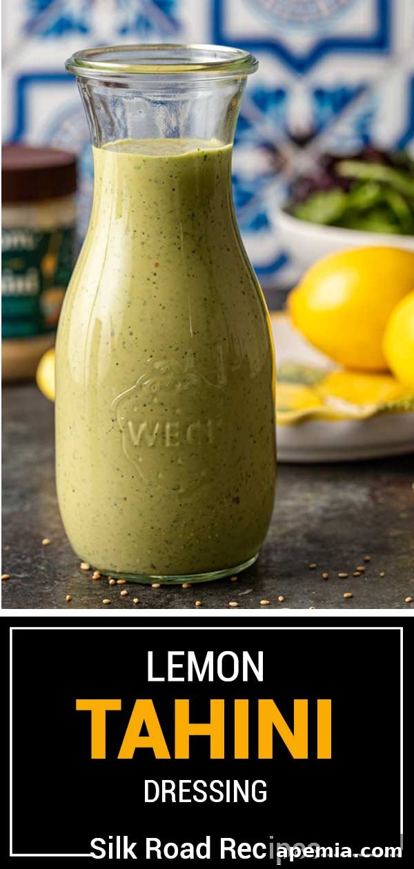 Beautifully presented lemon tahini dressing, showcasing its vibrant color and smooth texture, ready to elevate any dish.