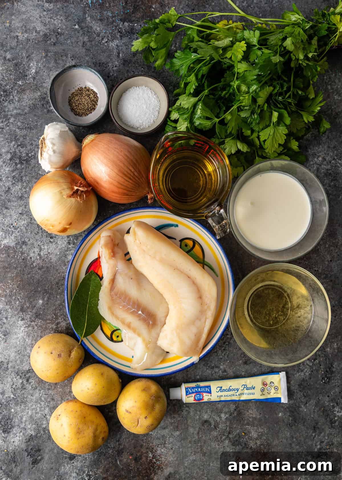 overhead: ingredients to make the bakalar recipe