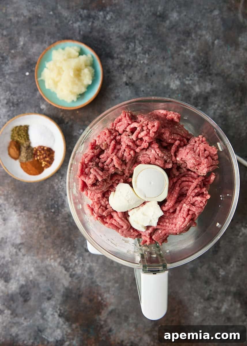 overhead process shot: ingredients to make this gyros recipe