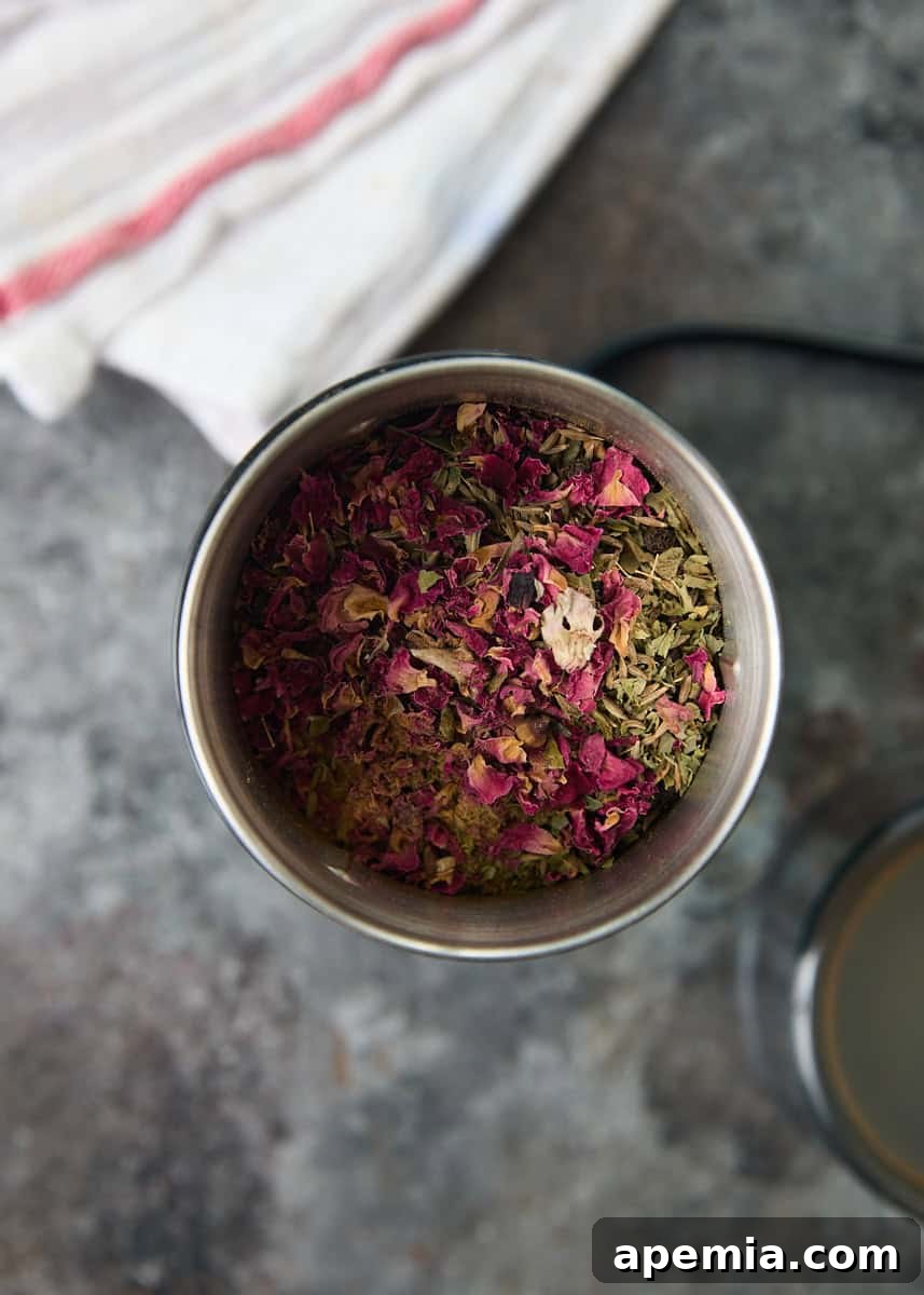 overhead process shot: ingredients in jar