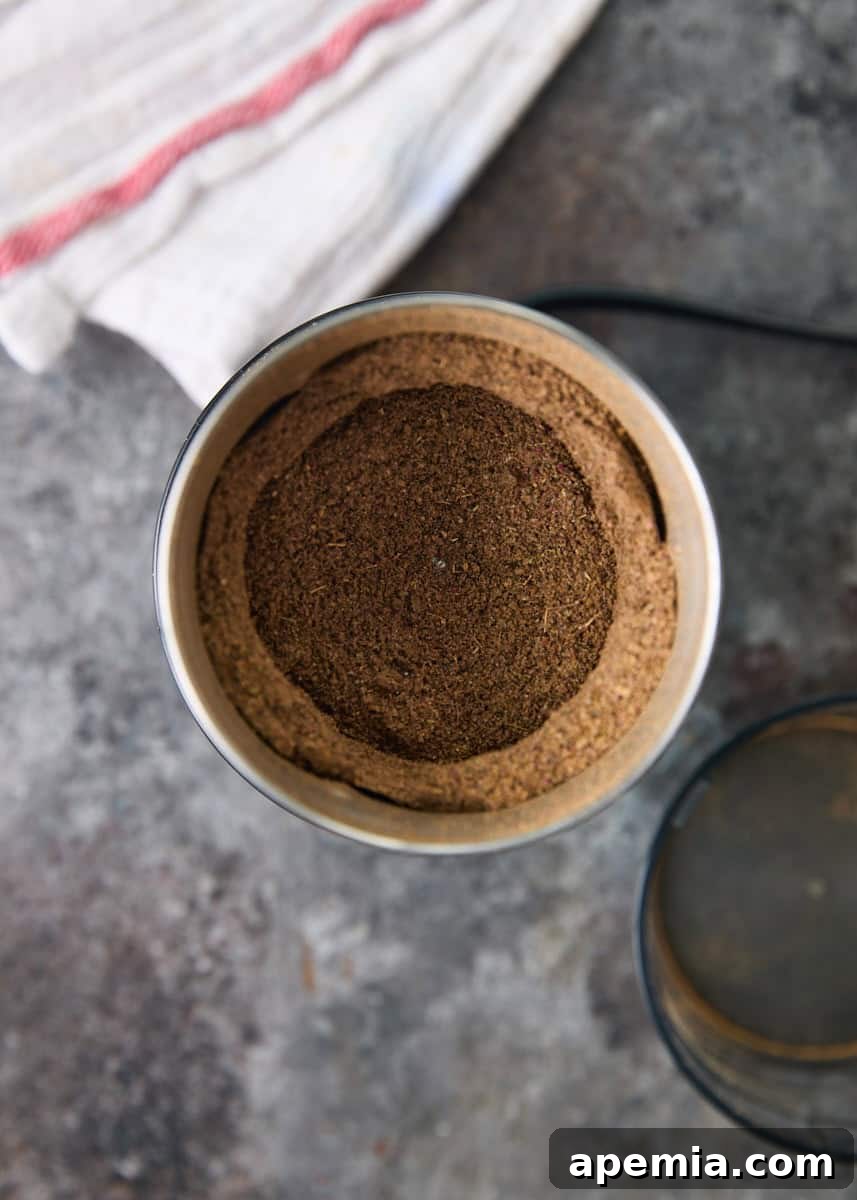 overhead process shot: blended ingredients in jar