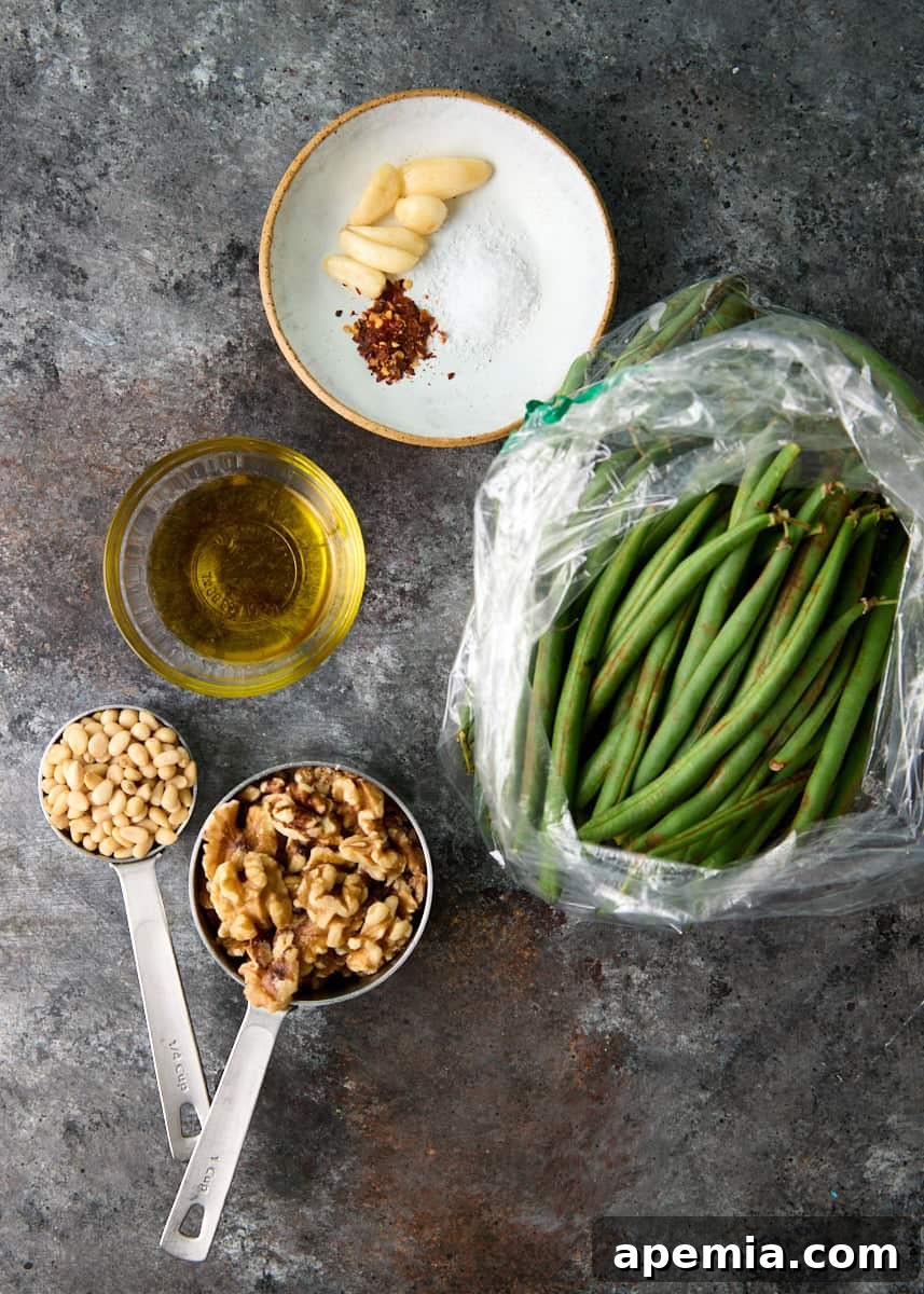overhead: ingredients to make this lebanese green bean recipe